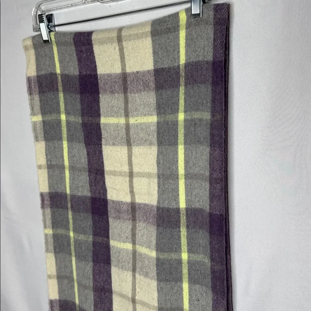 Roots Plaid Wool Scarf with Fringe.